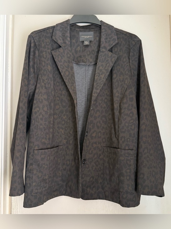 Christian Siriano Jackets & Blazers - Christian seríano& Banks Dark Brown Leopard-Print Blazer